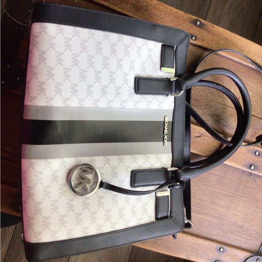 Michael Kors Black, White and Gray Tote Bag